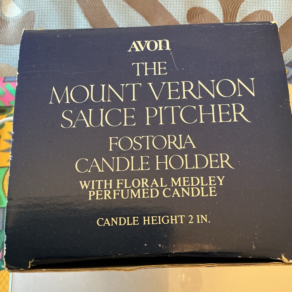 Avon Fostoria Candle Holder with Floral Medley Candle - Picture 2 of 5